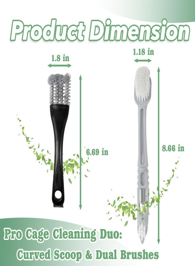Mtuiewo 2 Pcs Bird Cage Cleaner Brush & Scoop with Long Handle and Curved Brush Head, 2-in-1 Bird Cage Cleaner with Front and Back Brushes for Kennel, and Parrot Perch Cleaning - Image 2